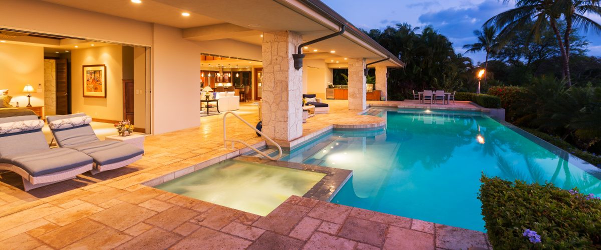 Luxe backyard remodel with infinity pool